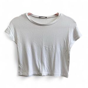 zara white cropped shirt size medium